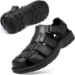👑Men's Hiking Sandals Black Leather Athletic Casual Outdoor Sports Shoes